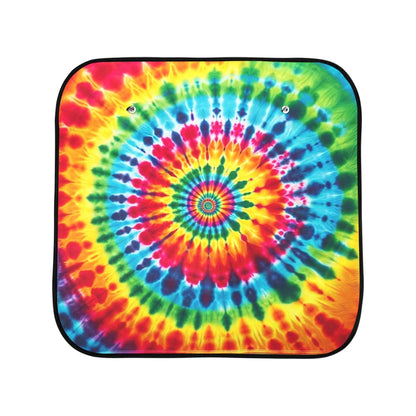 Rainbow Tie Dye Car Sun Shade 2 Piece Set, Hippie Colorful Windshield Side Window Foldable Trucks Auto SUV Protector Visor Screen Cover