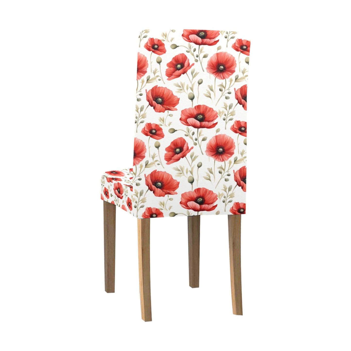 Red Poppy Dining Chair Seat Covers, Floral Flowers Stretch Slipcover Furniture Dining Room Party Banquet Home Decor Spandex