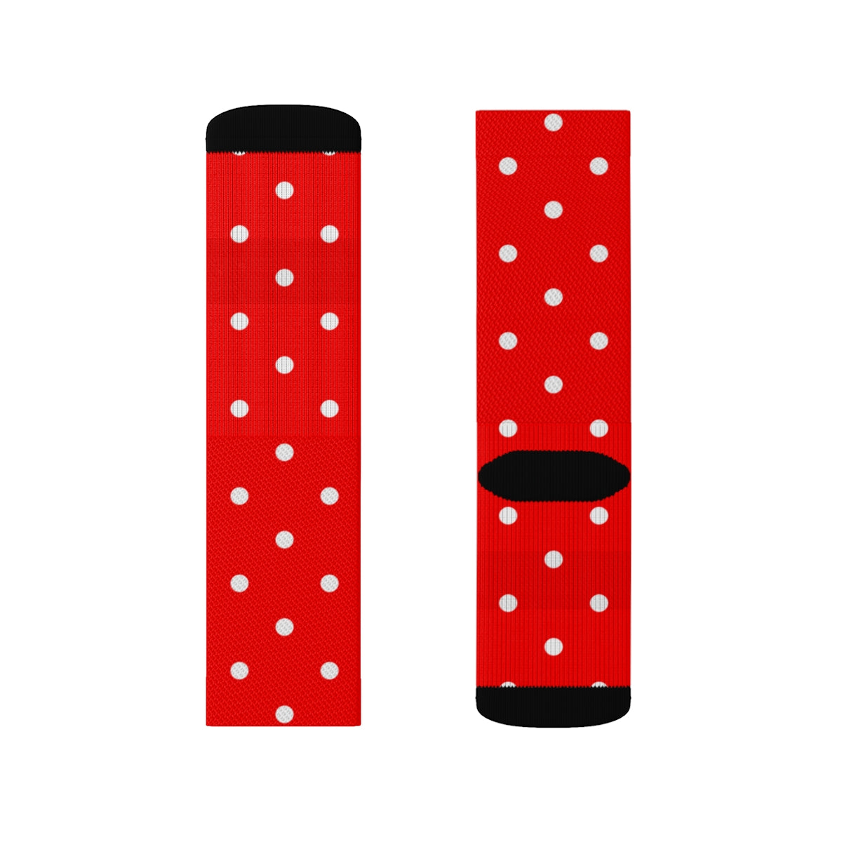 Red Polka Dots Socks, White Crew 3D Sublimation Women Men Designer Fun Novelty Cool Funky Casual Cute Unique Gift Starcove Fashion