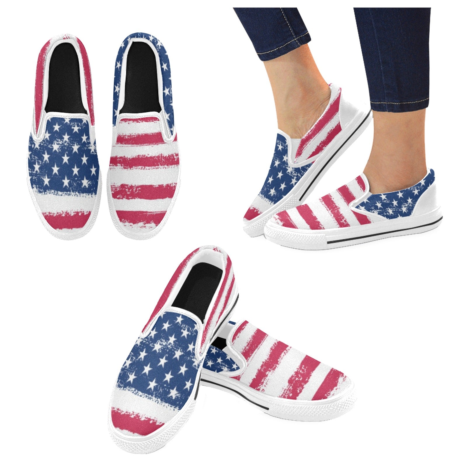 Women’s slip-on Top Gun F-18 American flag good canvas shoes