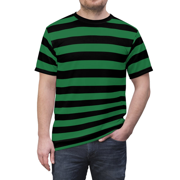 Black and Green Striped Men T Shirt, Vintage Bold Horizontal Stripes 9 –  Starcove Fashion