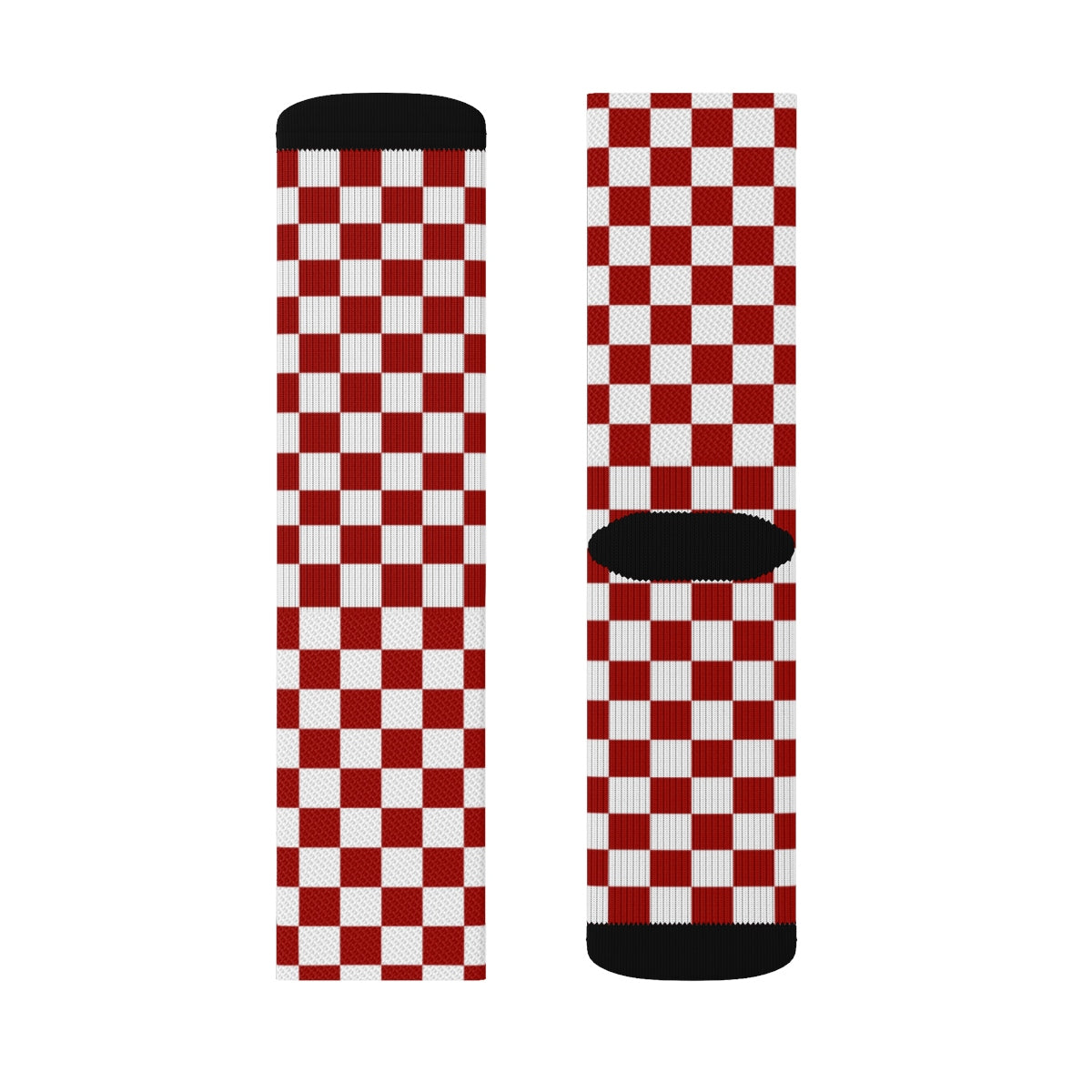 Red White Checkered Socks, 3D Printed Sublimation Check Pattern Racing Flag Women Men Fun Cool Funky Casual Cute Unique Socks Starcove Fashion