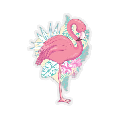 Pink Flamingo Sticker, Tropical flowers  Laptop Decal Vinyl Cute Waterbottle Tumbler Car Bumper Aesthetic Die Cut Wall Mural Starcove Fashion