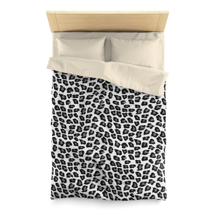 Snow Leopard Duvet Cover, Animal Print black White Microfiber Full Queen Twin Unique Vibrant Bed Cover Home Bedding Starcove Fashion