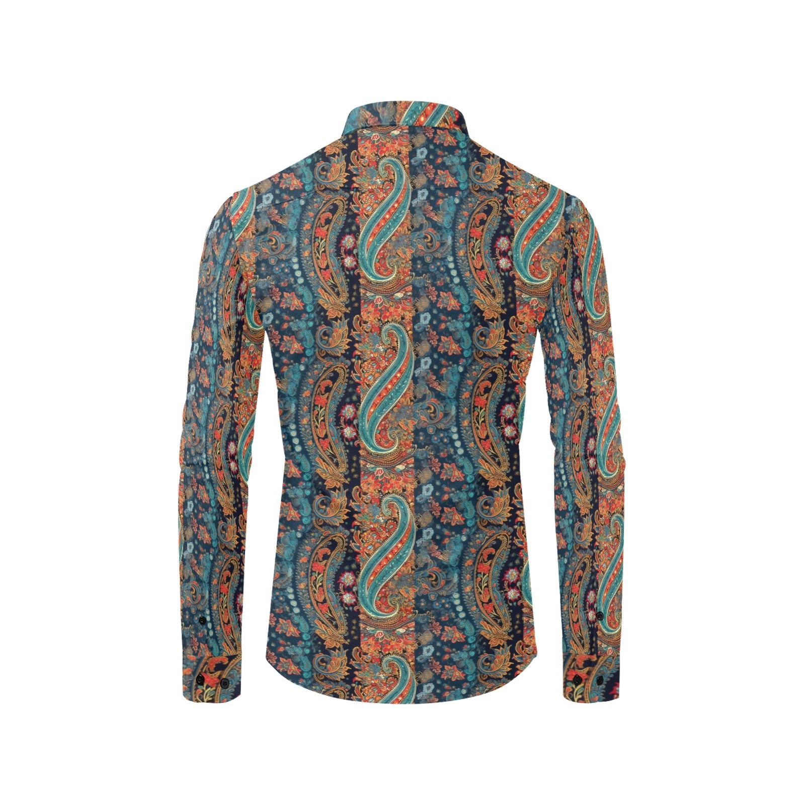 STAR POINT – Cotton oxford shirt with long sleeves. Paisley pattern. Size buy S/M. Vintage 1990. Made in Italy