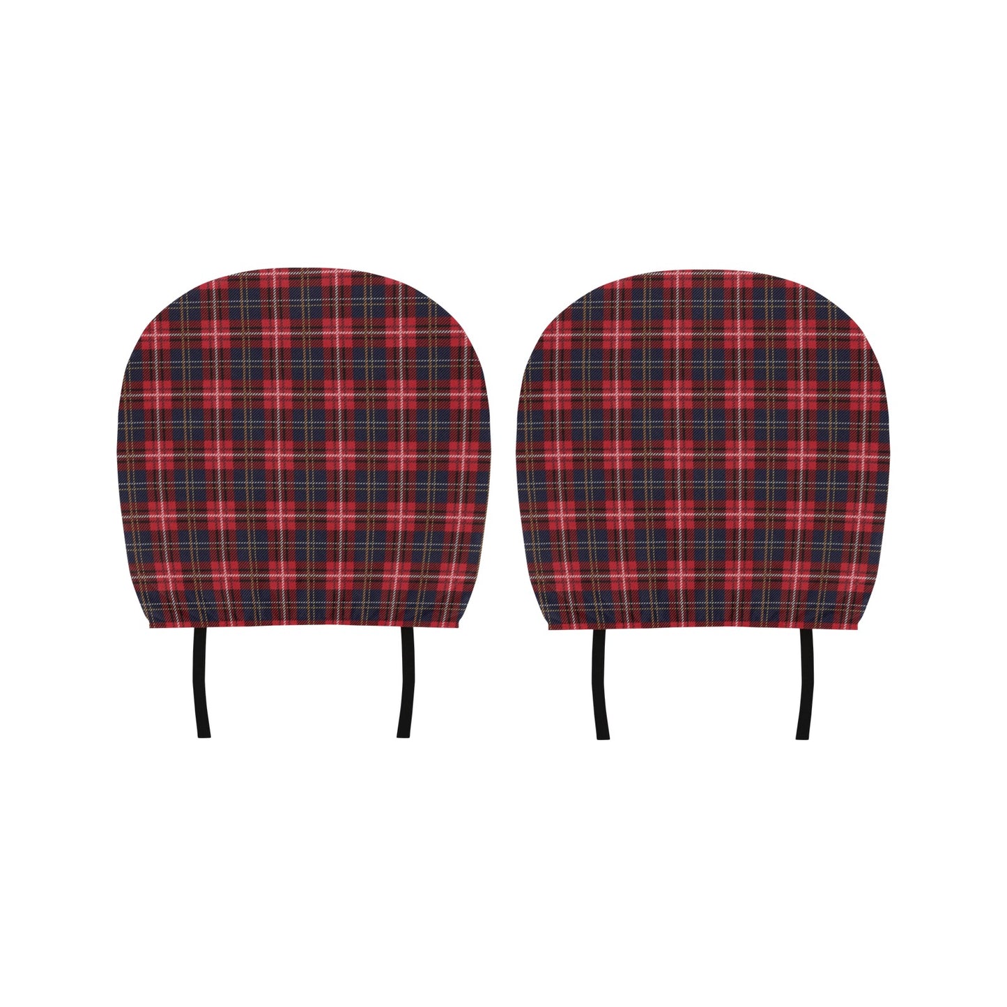 Red Buffalo Plaid Car Seat Headrest Cover (2pcs), Check Tartan Print Truck Suv Van Vehicle Auto Decoration Protector New Car Gift