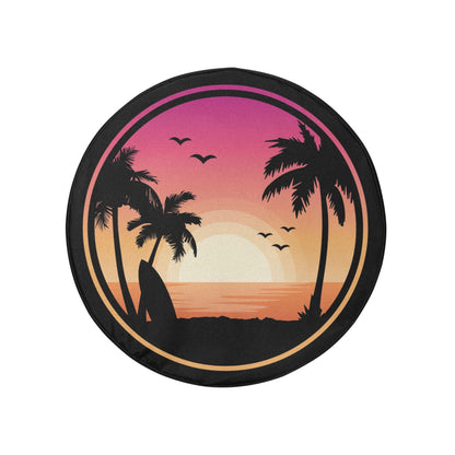 Beach Spare Tire Cover, Sunset Palm Trees Backup Camera Hole Rear Wheel Accessories Sun Tropical  Hawaiian Unique Trailer Camper RV Back