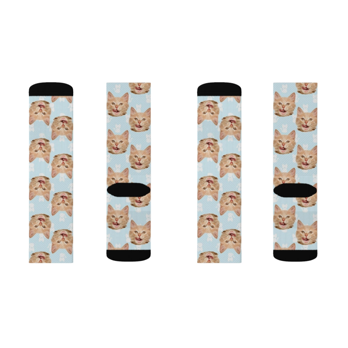 Custom Cat Face Socks, Photo Crew 3D Sublimation Women Men Mom Fun Novelty Cool Crazy Cute Unique Cat Lover Gift Starcove Fashion