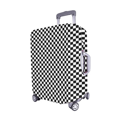 Black White Checkered Luggage Cover, Check Checkerboard Suitcase Bag Protector Washable Wrap Travel Gift