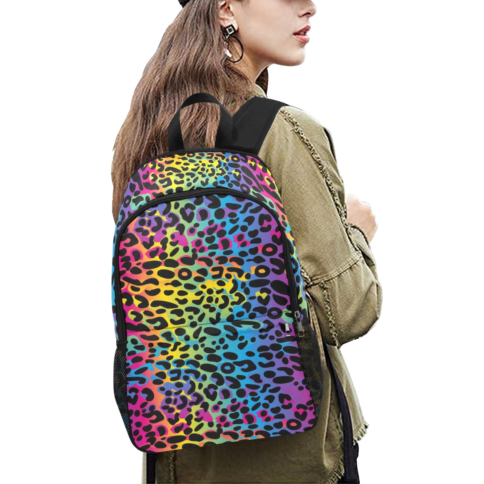 Rainbow leopard backpack sale