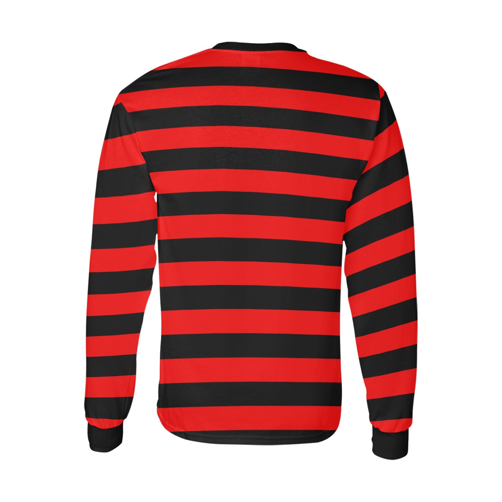 Men Long Sleeve Black Red Striped TShirt, Graphic Vintage Retro Stripes  Crewneck Unisex Women Designer Tee