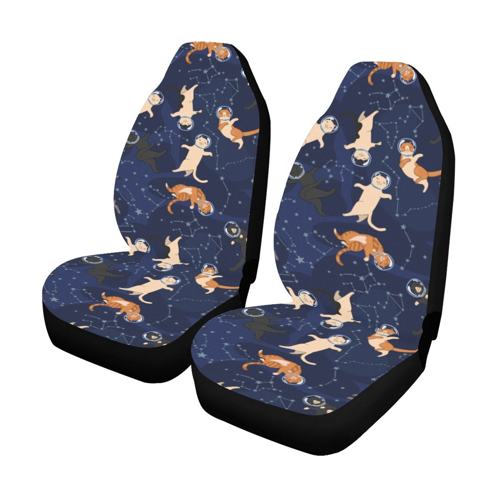 Cute Cats Car Seat Covers for Vehicle 2 pc Set, Animal Pet space Print Pattern Front Seat Gift Women Protector Accessory SUV Decoration Starcove Fashion