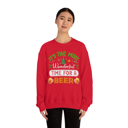 Beer Ugly Holiday Sweater, Wonderful Time Drinking Christmas Xmas Print Women Men Funny Party Winter Outfit Sweatshirt Gift Starcove Fashion