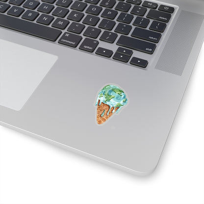 Melting Earth Ice Cream Cone Stickers, Climate Change Planet Global Warming Laptop Vinyl Cute Waterbottle Tumbler Car Bumper Aesthetic Decal Starcove Fashion