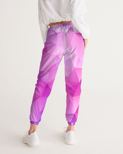 Pink Purple Ombre Women's Track Pants, Geometric Gradient Straight Leg Zip Pockets Quick Dry Festival Elastic Waist Windbreaker Ladies Pants Starcove Fashion