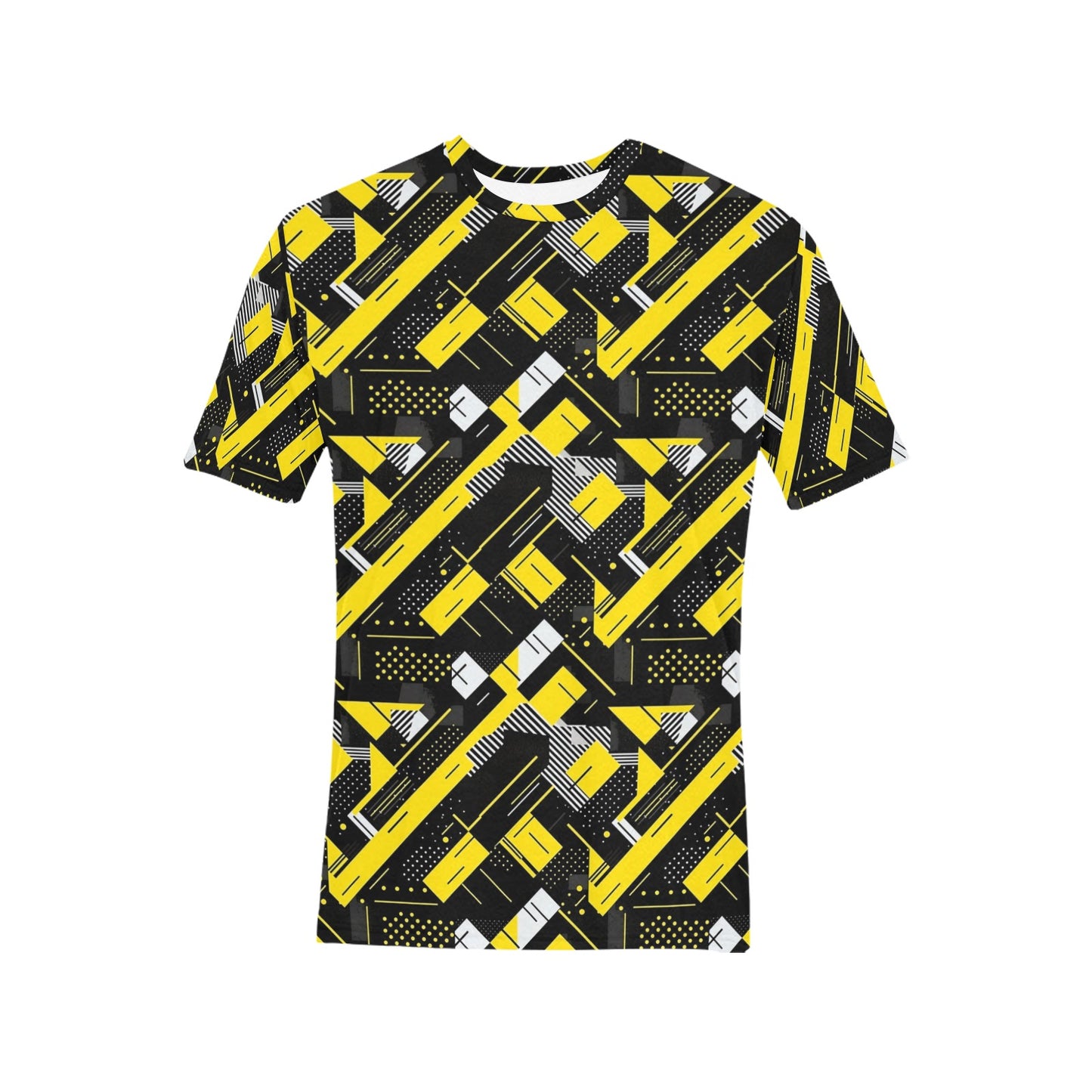 Black and Yellow Tshirt, Geometric Modern Designer Graphic Aesthetic Lightweight Crewneck Men Women Tee Top Short Sleeve Shirt