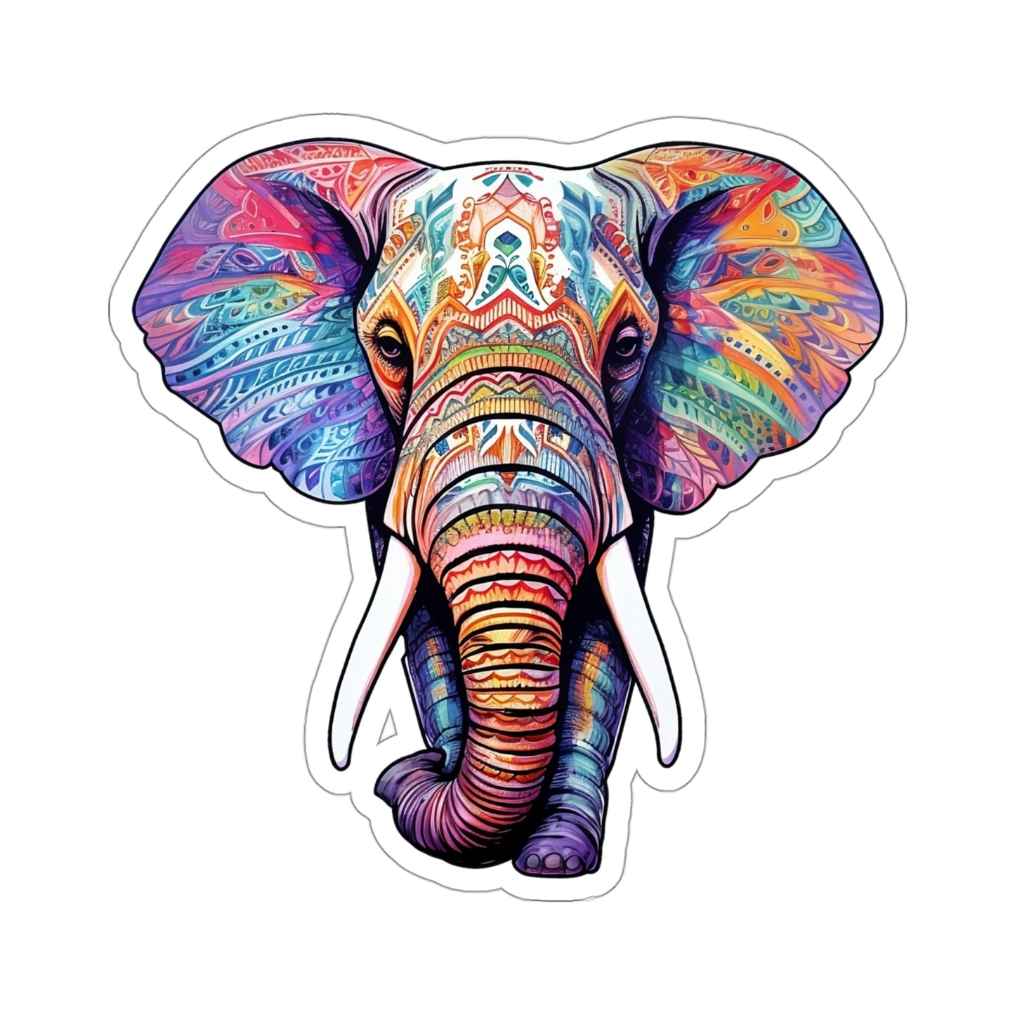 Indian Elephant Sticker, Animal Ornate Art Laptop Decal Vinyl Cute Waterbottle Tumbler Car Waterproof Bumper Aesthetic Die Cut Wall Clear Starcove Fashion