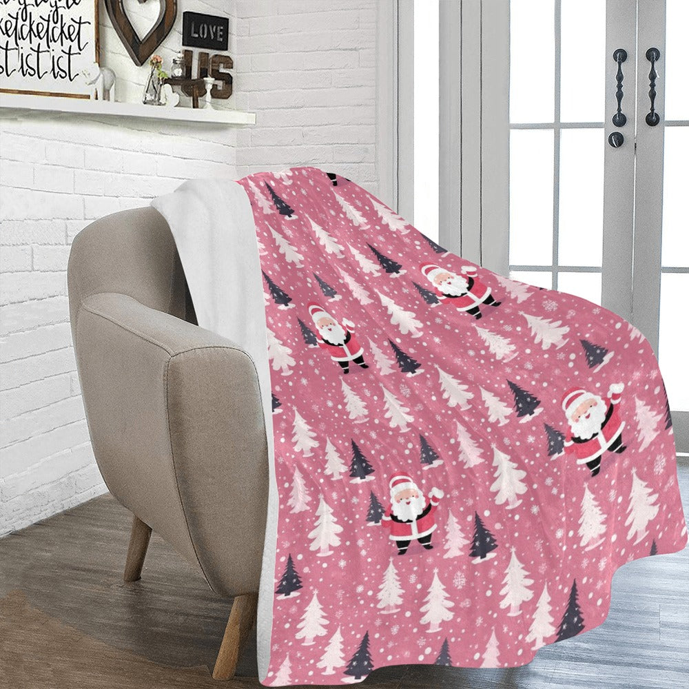 Pink Christmas Trees Fleece Throw Blanket, Santa Claus Xmas Soft Plush Fluffy Cozy Warm Adult Kids Small Large Sofa Bed 50x60 Decorative Starcove Fashion