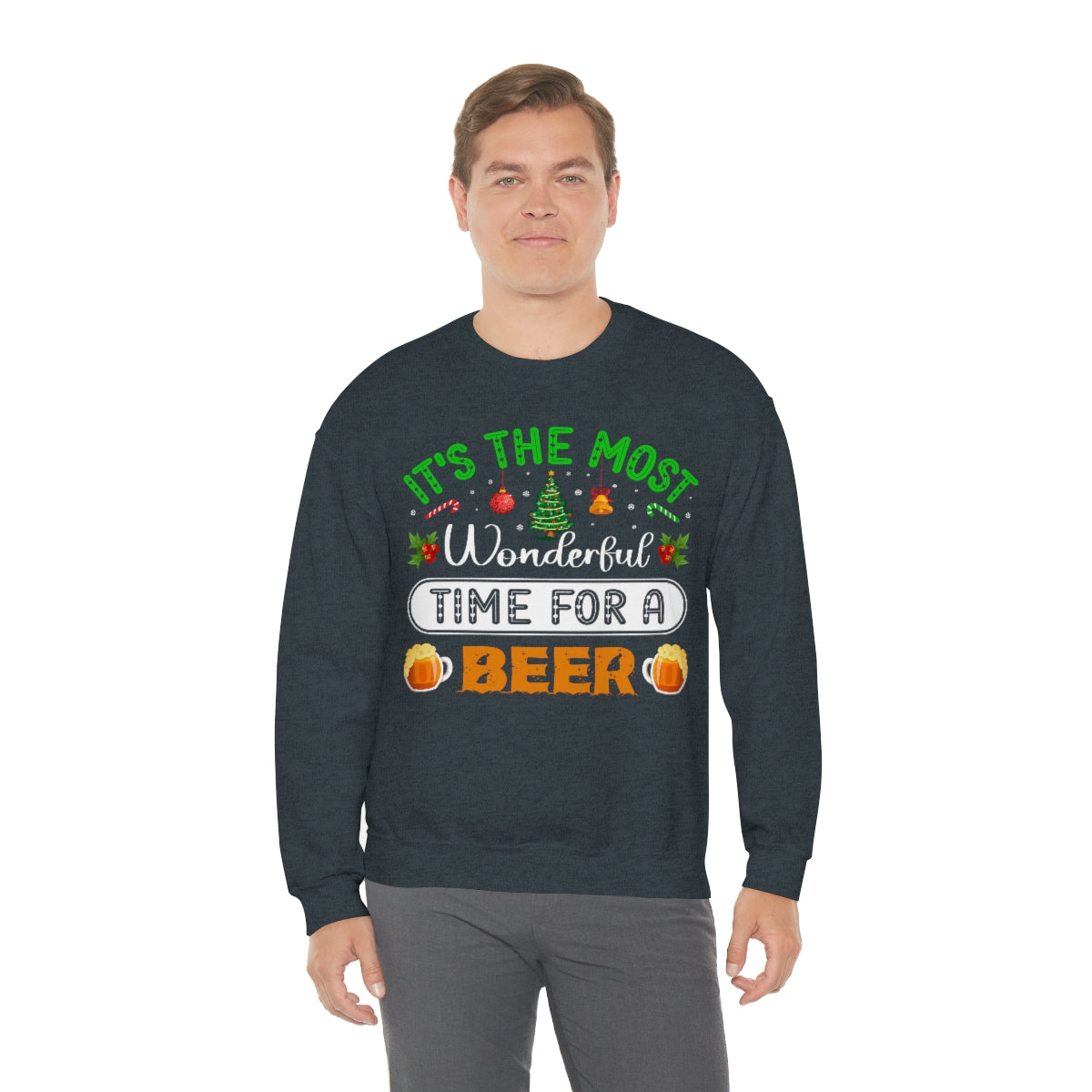 Beer Ugly Holiday Sweater, Wonderful Time Drinking Christmas Xmas Print Women Men Funny Party Winter Outfit Sweatshirt Gift Starcove Fashion