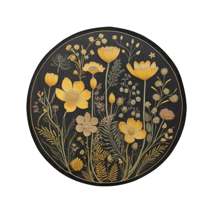 Yellow Flowers Spare Tire Cover, Faux Embroidery Printed Floral Wheel Accessories Unique Design Backup Camera Hole Trailer Back Women RV