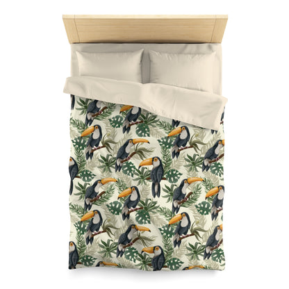 Toucan Tropical Duvet Cover, Bird Leaves Microfiber Full Queen Twin Unique Vibrant Bed Cover Modern Home Bedding Bedroom Décor Starcove Fashion