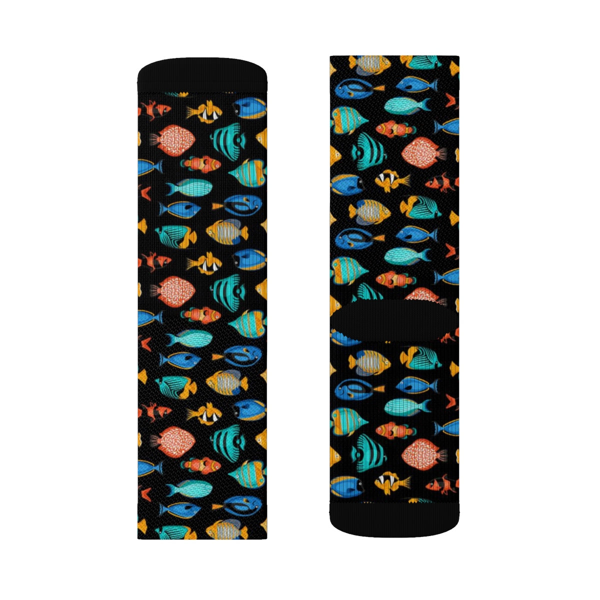 Fish Socks, 3D Sublimation Socks Black Tropical Angel Clown Fish  Sea Ocean Men Women Crew Cotton Socks, Cool, Cute Crazy & Fun socks Starcove Fashion