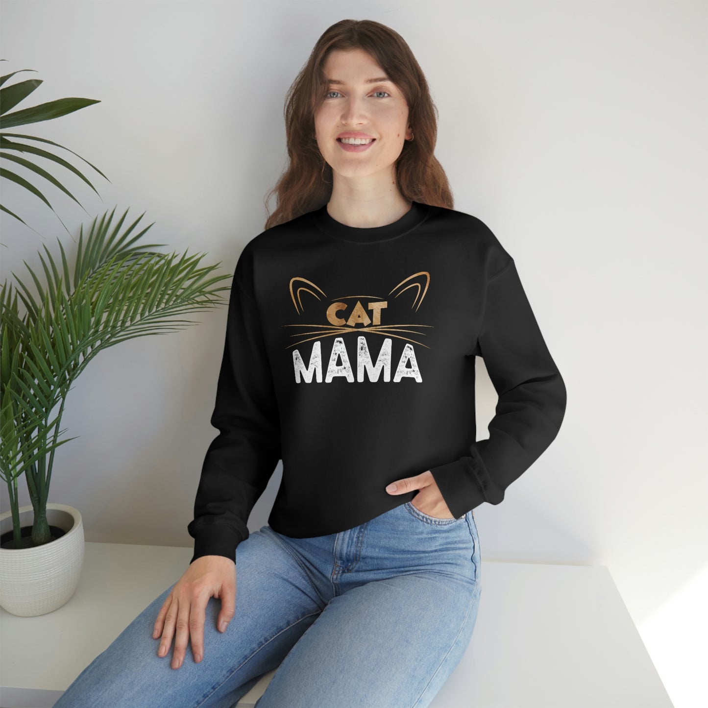 Cat Mom Sweatshirt, Cat Lover Mama Funny Graphic Crewneck Fleece Cotton Sweater Jumper Pullover Unisex Women Adult Aesthetic Top Starcove Fashion