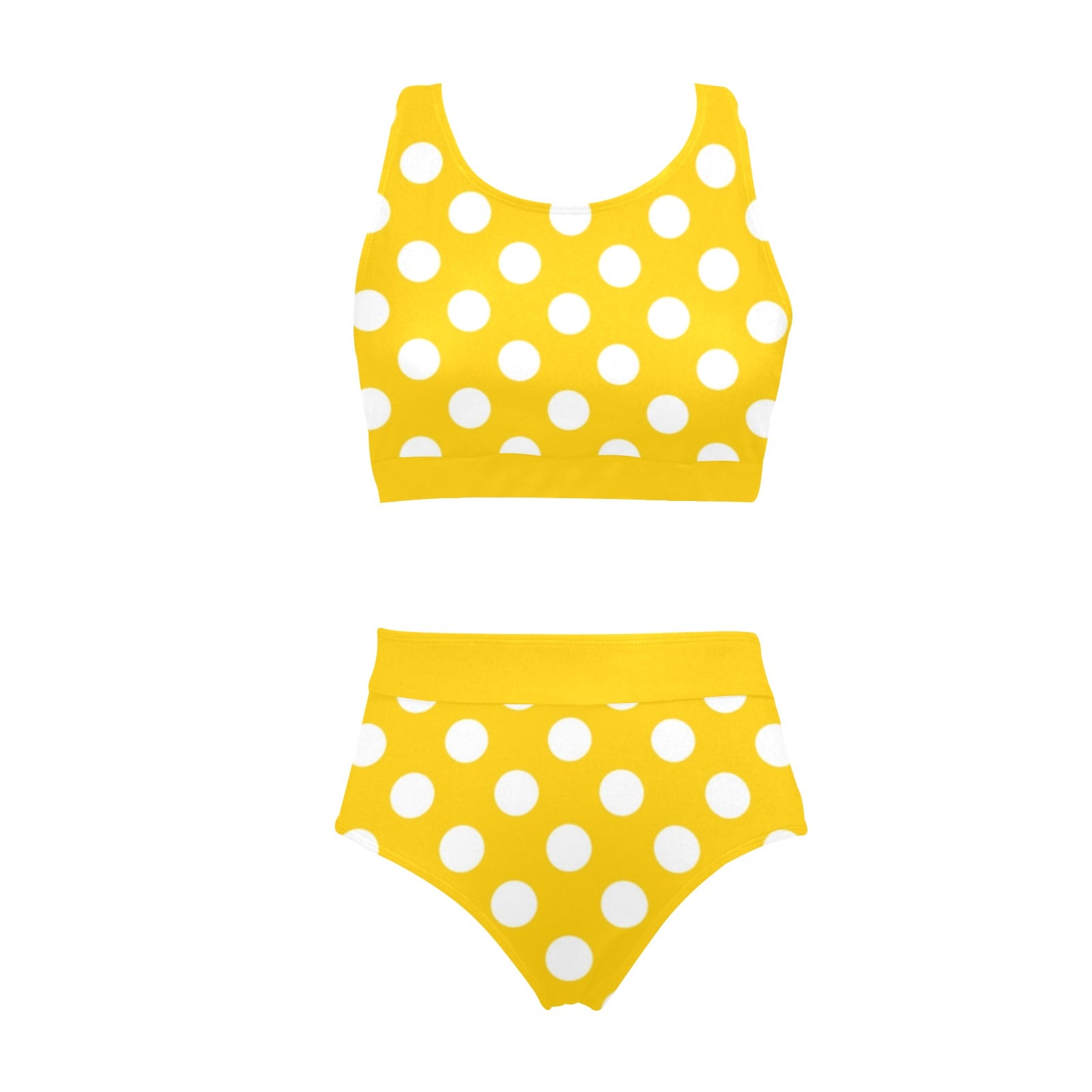 Yellow Polka Dot Bikini Sports Bikini Set, High Waisted Cheeky Bottom –  Starcove Fashion