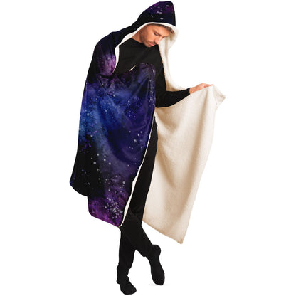 Galaxy Space Hooded Blanket, Purple Stars Cosmic Celestial Sherpa Fleece Soft Fluffy Cozy Warm Adult Men Women Kids Large Gift Starcove Fashion