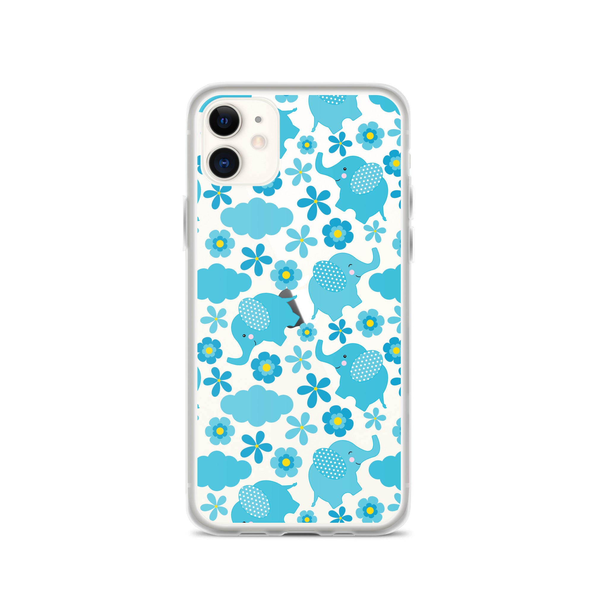 Elephant Clear iPhone 13 Pro Max Case, Blue Print Cute Gift Aesthetic  iPhone 12 11 Mini SE 2020 XS Max XR X 8 7 Plus Transparent