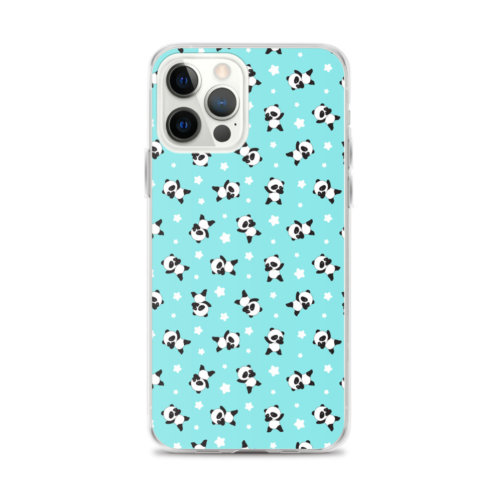 Panda iPhone 14 13 12 Pro Max Case, Cute Aqua Blue Pattern Gifts Lovers Aesthetic iphone 11 Mini SE 2020 XS Max XR X 7 8 Cell Phone Starcove Fashion