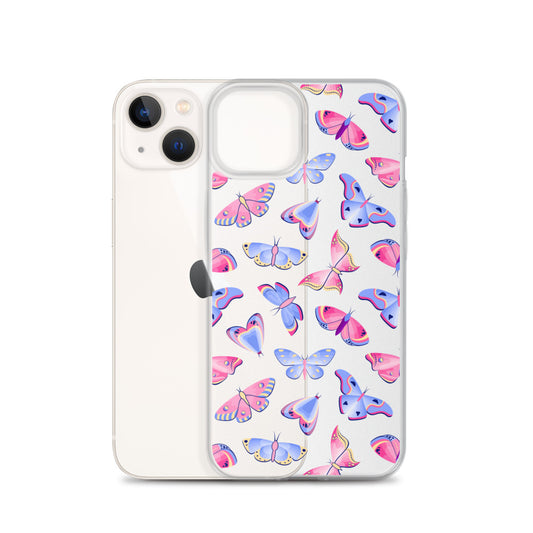 Butterfly Clear iPhone 14 13 12 Pro Max Case, Blue Pink Print Cute Gift Aesthetic iPhone 11 Mini SE 2020 XS Max XR X 8 7 Transparent Cover Starcove Fashion