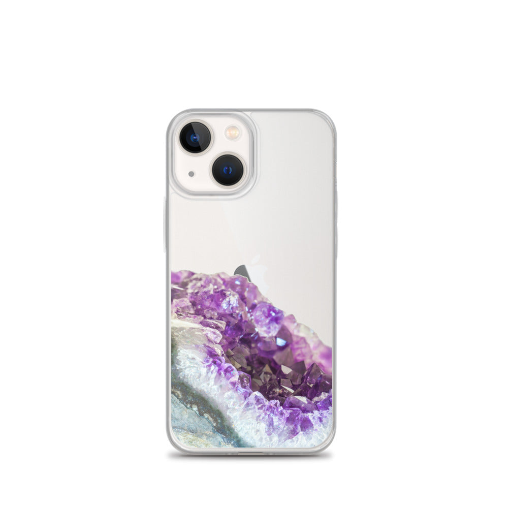 Geode iPhone 14 13 12 Pro Clear Case Purple Crystal Amethyst