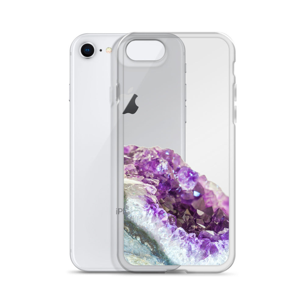 Geode iPhone 14 13 12 Pro Clear Case, Purple Crystal Amethyst Stone Print iPhone 11 Mini SE 2020 XS Max XR X 7 Plus 8 Cell Phone Starcove Fashion