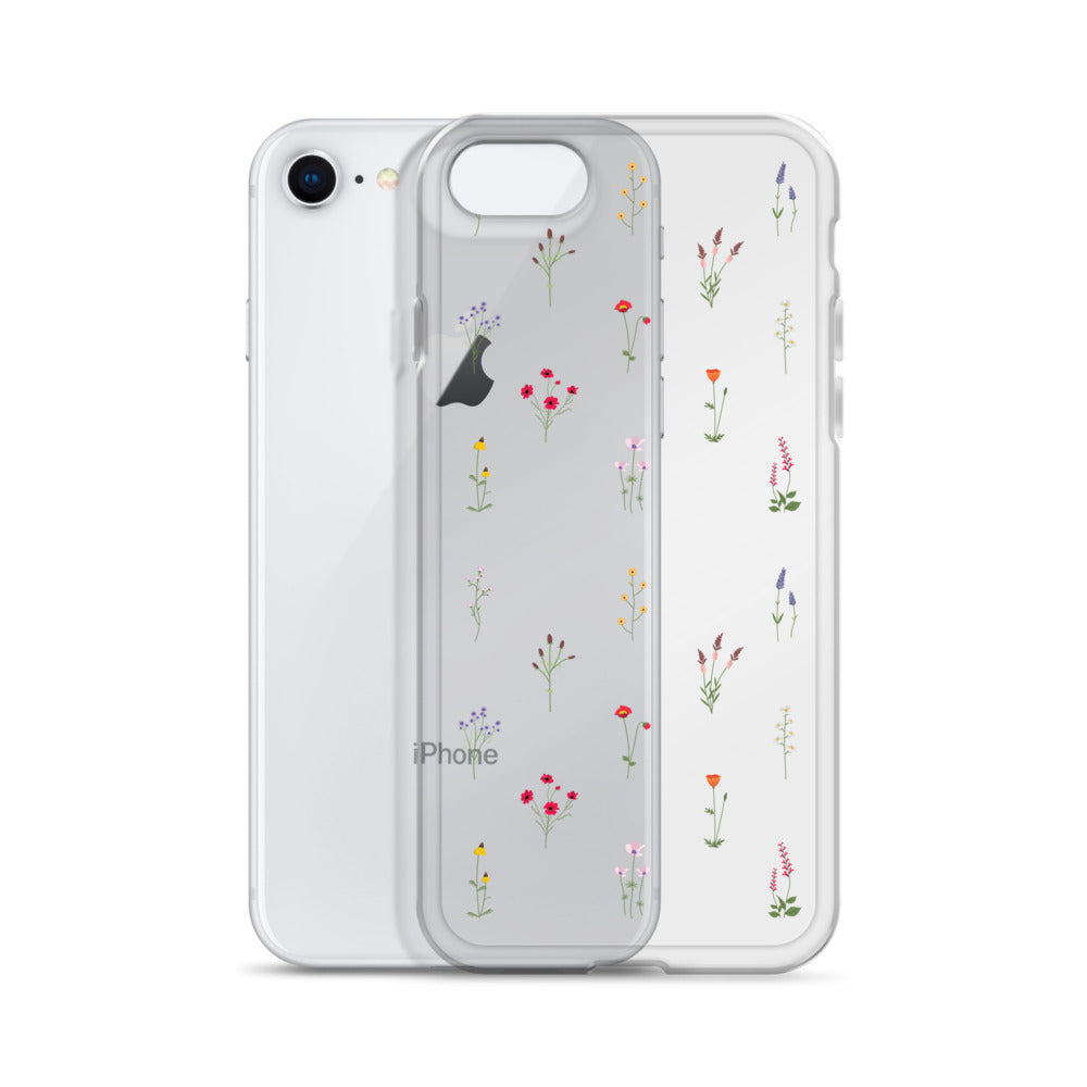 Clear Wildflowers Iphone 14 13 12 Pro Max Case, Transparent Cute