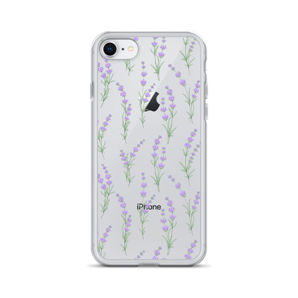 Clear Lavender Phone Case Flower iPhone 14 13 Pro Max Print Cute