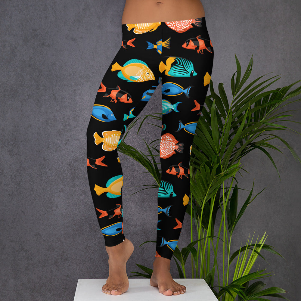 Shark Leggings Women, Marine Animal Navy Blue Printed Yoga Pants Graphic  Workout Running Gym Fun Designer Tights Gift