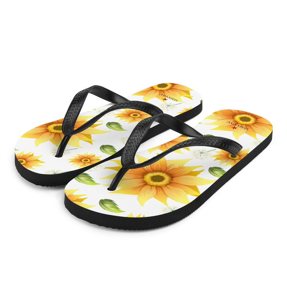 Yellow flower hot sale flip flops