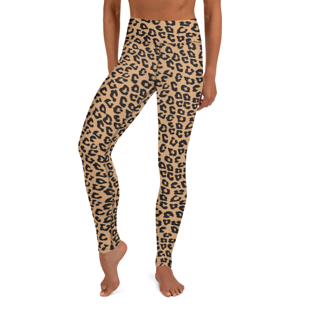 Leopard Yoga High Waist Leggings for Women, Animal Print Cheetah Print ...