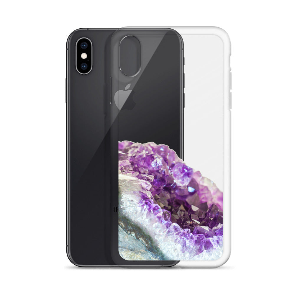 Geode iPhone 14 13 12 Pro Clear Case, Purple Crystal Amethyst Stone Print iPhone 11 Mini SE 2020 XS Max XR X 7 Plus 8 Cell Phone Starcove Fashion