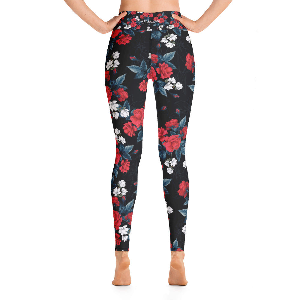 Black leggings with top red roses