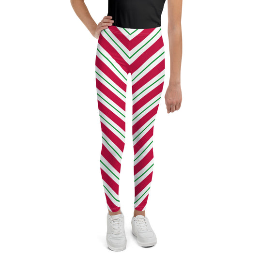 Christmas Striped Pink Candy Cane Yoga Leggings Workout Women Capris  Running Peppermint Pants Cosplay Elf Activewear 