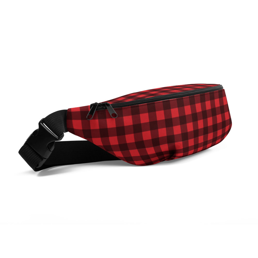 Buffalo Plaid Fanny Pack, Red Black Check Lumberjack Hip Waist Bag, Canvas Belt, Vegan Bag Starcove Fashion