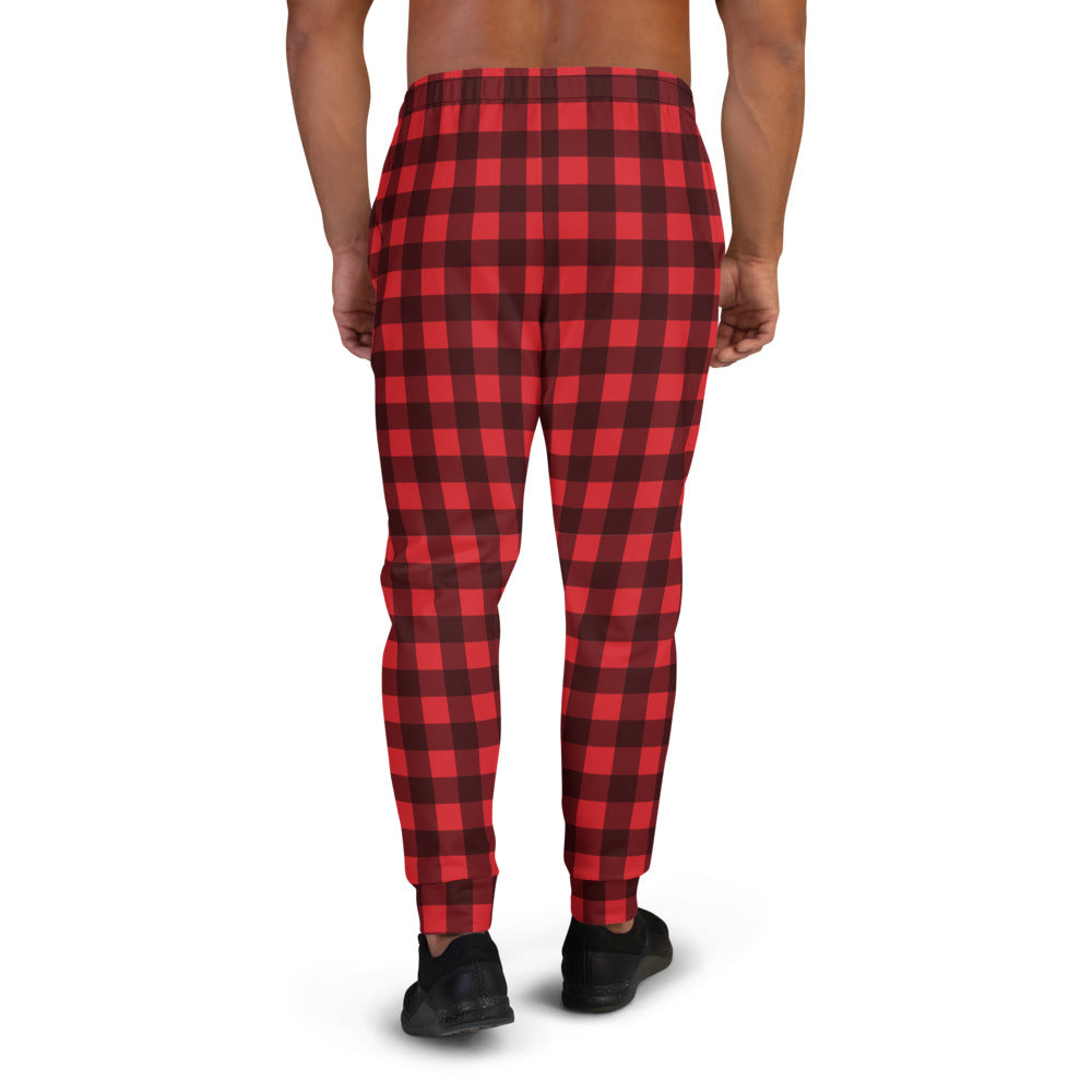 Men s Joggers Red Buffalo Plaid Pants Checkered Check Lumberjack