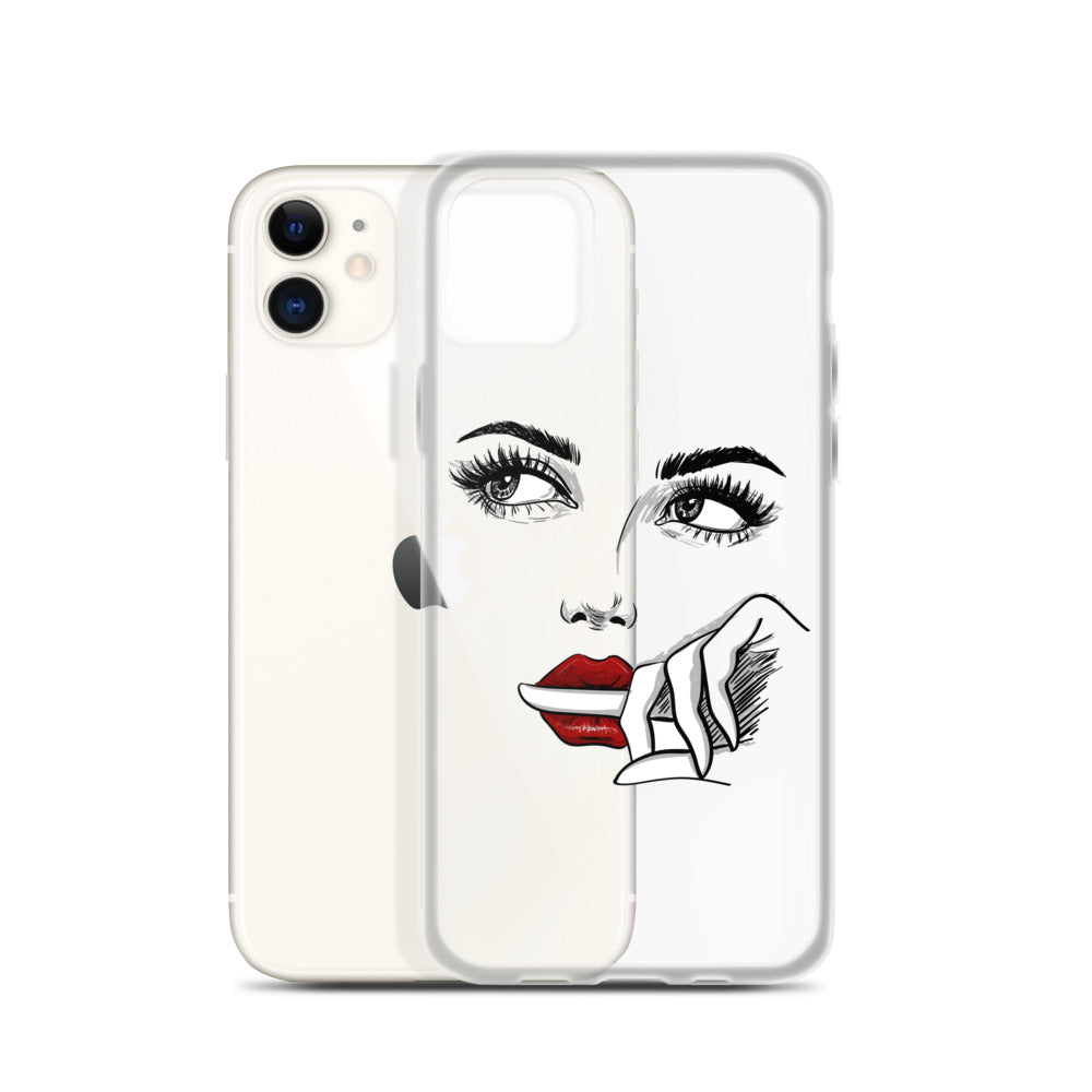 Face Line Art Drawing iPhone 14 13 12 Pro Max Clear Case Artistic