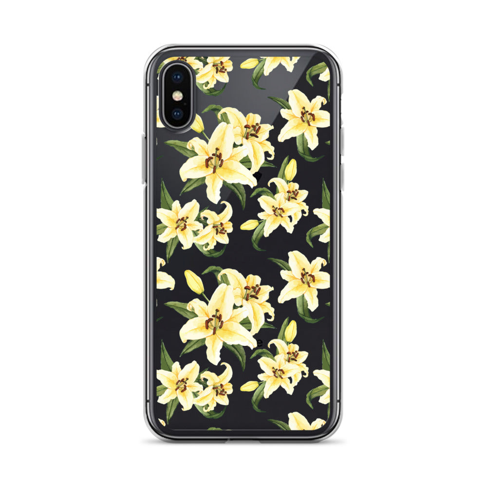 White and Gold Floral Clear iPhone Case –