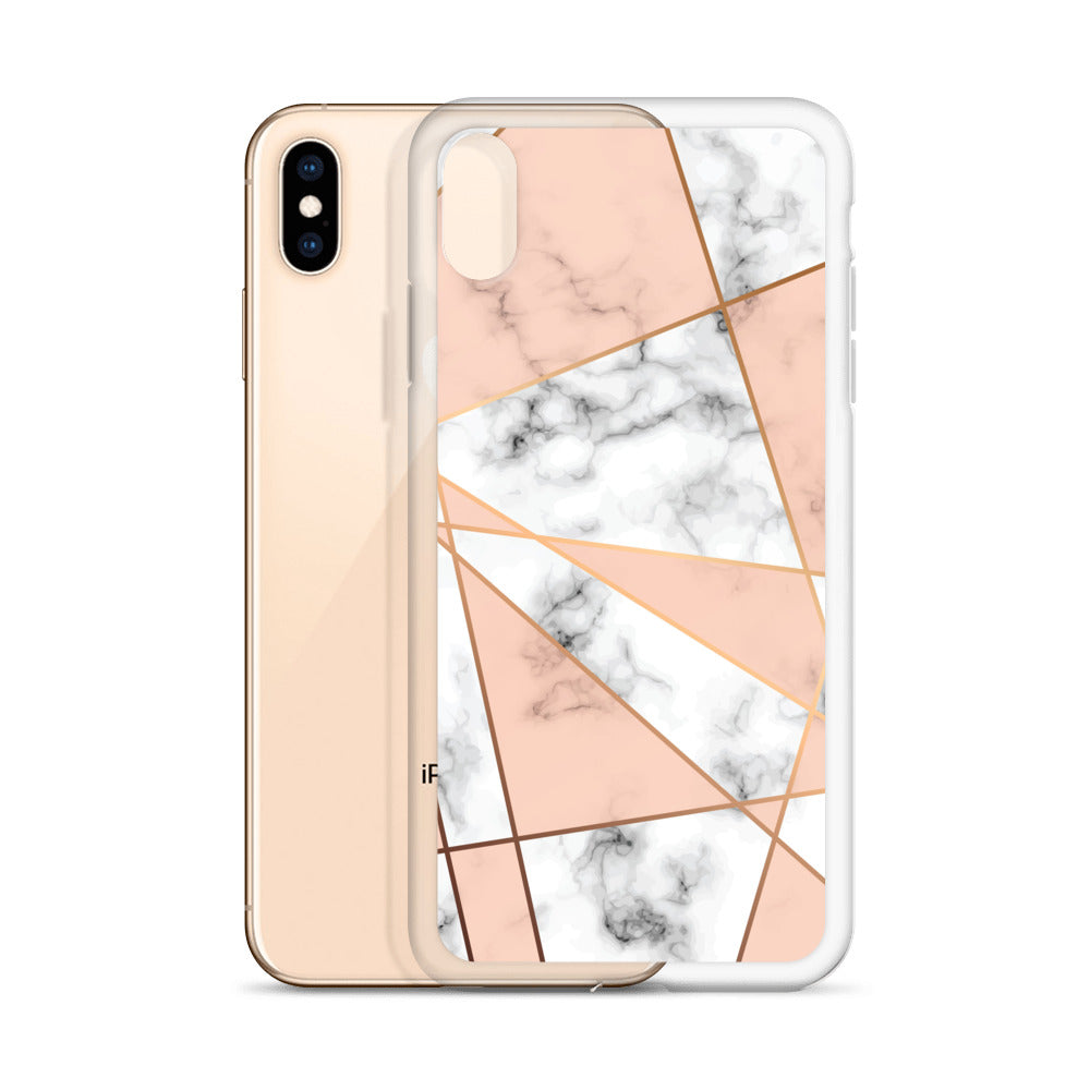 Rose Gold Marble Phone 13 12 Pro Max Case, White Marble Rose Pink Geometric Cute Case Gift iPhone 11 Mini SE 2020 XS Max XR X 8 7 Starcove Fashion