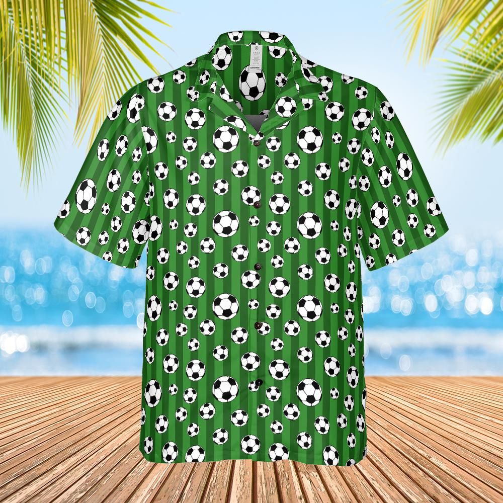 Football Soccer Men Hawaiian shirt, Green Print Vintage Retro Summer Tropical Hawaii Aloha Beach Plus Size Cool Button Down Shirt Starcove Fashion