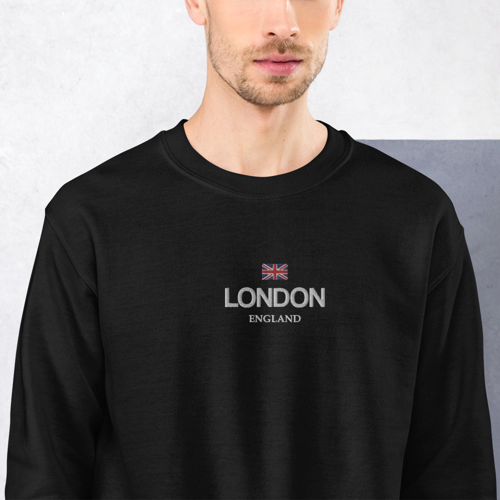 London England Embroidered Sweatshirt Vintage Britain Flag City Crewneck UK sweater Graphic Pullover Men Women Aesthetic Top Gifts