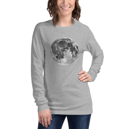 Full Moon Long Sleeve Shirt, Moon Phases Space Astronomy Lunar Magic Halloween Men Women Designer Graphic Crew Neck Tee Starcove Fashion